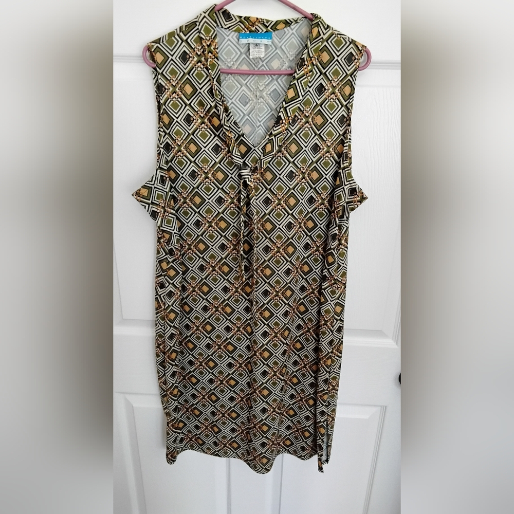 Headliner Sport Vtg Multicolor Diamond Pattern Blouse